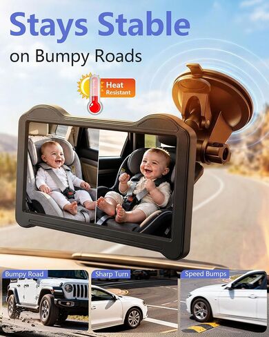 1080P Dual Baby Car Camera for 2 Kids: 7.2'' Split Screen Monitor for Twins | Auto-Brightness Car Seat Camera with Cable Clips – Organizes Cables for Neat & Easy Setup for Road Trips and Daily Commutes in Kuwait
