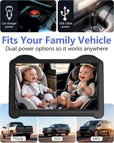 1080P Dual Baby Car Camera for 2 Kids: 7.2'' Split Screen Monitor for Twins | Auto-Brightness Car Seat Camera with Cable Clips – Organizes Cables for Neat & Easy Setup for Road Trips and Daily Commutes in Kuwait