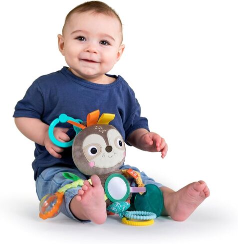 Bright Starts Sloth Plush Playful Pals Take-Along BPA-Free Stroller Baby Toy, Age Newborn+ in Kuwait