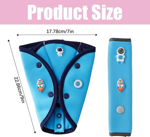 Car Seat Belt Holder & Shoulder Protection Set, Universal Anti-Neck Seat Belt Cover Pad, Cute Soft Seat Belt Cushion for Boys & Girls, Belly Protector for Comfortable Travel (Blue) in Kuwait