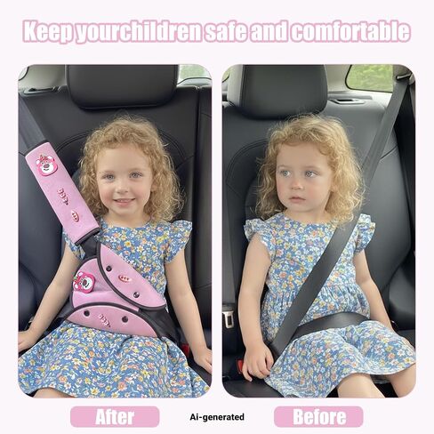 Car Seat Belt Holder & Shoulder Protection Set, Universal Anti-Neck Seat Belt Cover Pad, Cute Soft Seat Belt Cushion for Boys & Girls, Belly Protector for Comfortable Travel (Blue) in Kuwait