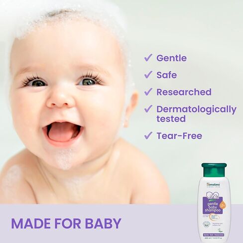 Himalaya Gentle Baby Shampoo, No Tears Formula, 13.53 oz, 3 Pack | Gentle Non-Irritating Baby Shampoo For Soft Hair & Scalp Soothing Moisture, SLS Free, Paraben Free, Dermatalogically Tested in Kuwait