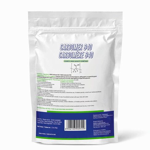 Carbomer 940 Powder (60 g / 2.1 oz) - Cosmetic Grade Thickening & Gelling Agent for DIY Serums Gels Creams & Lotions in Kuwait