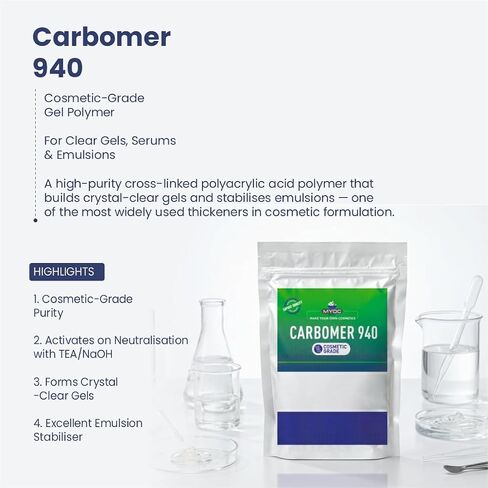 Carbomer 940 Powder (60 g / 2.1 oz) - Cosmetic Grade Thickening & Gelling Agent for DIY Serums Gels Creams & Lotions in Kuwait