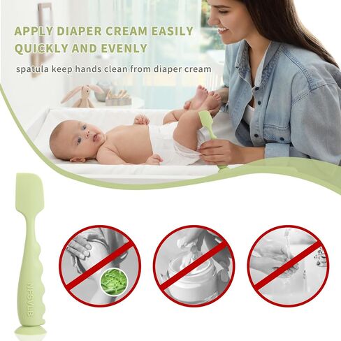 Diaper Cream Spatula with Case,2 Large 2 Mini Butt Paste Spatula with 3 Travel Case,Soft Baby Butt spatula Diaper Cream Applicator diaper Rash spatula Bum spatulas Brush (Blue-Gray) in Kuwait