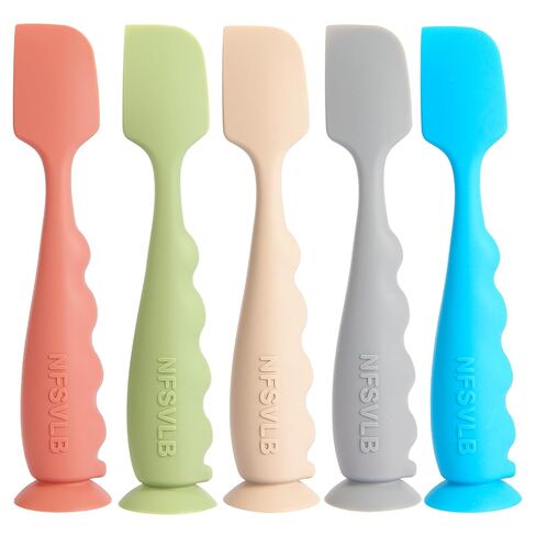 Diaper Cream Spatula with Case,2 Large 2 Mini Butt Paste Spatula with 3 Travel Case,Soft Baby Butt spatula Diaper Cream Applicator diaper Rash spatula Bum spatulas Brush (Blue-Gray) in Kuwait