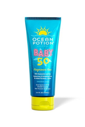 Ocean Potion Baby Sunscreen Lotion SPF 50, Broad Spectrum UVA/UVB Sun Protection, Gentle Non-Greasy Sunscreen Body Lotion with Aloe & Vitamin E, Travel Size Sun Screen 3.4 oz, Unscented in Kuwait