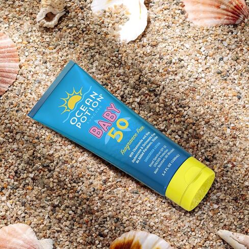 Ocean Potion Baby Sunscreen Lotion SPF 50, Broad Spectrum UVA/UVB Sun Protection, Gentle Non-Greasy Sunscreen Body Lotion with Aloe & Vitamin E, Travel Size Sun Screen 3.4 oz, Unscented in Kuwait