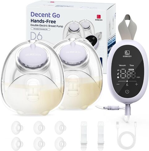 Breast Pump D6, Ultra-Lightweight Hands Free Wearable Breast Pump with Upgraded Leak-Proof Double-Seal Flange, Electric Breastfeeding Pump 3 Modes | 9 Levels, 3 Fine-Tuned Rhythms, 15/17/19/21/25mm in Kuwait