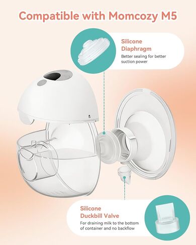 Duckbill Valves & Silicone Diaphragm Replacement Parts Compatible with Momcozy M5 Wearable Breast Pump – BPA-Free Food-Grade Silicone Accessories (10 Pack: 6 Valves + 4 Diaphragms) in Kuwait
