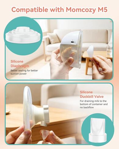Duckbill Valves & Silicone Diaphragm Replacement Parts Compatible with Momcozy M5 Wearable Breast Pump – BPA-Free Food-Grade Silicone Accessories (10 Pack: 6 Valves + 4 Diaphragms) in Kuwait