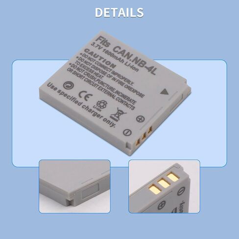 NB-4L Battery, LCD USB Charger for Canon PowerShot ELPH 100 HS, 300 HS | 310 HS, SD1000, SD1100 is, SD1400 is, SD200, SD30, SD300, SD40, SD400, SD600, SD750, SD780 is Camera 2-Pack in Kuwait