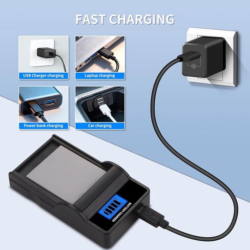 NB-4L Battery, LCD USB Charger for Canon PowerShot ELPH 100 HS, 300 HS | 310 HS, SD1000, SD1100 is, SD1400 is, SD200, SD30, SD300, SD40, SD400, SD600, SD750, SD780 is Camera 2-Pack in Kuwait