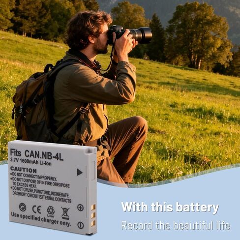 NB-4L Battery, LCD USB Charger for Canon PowerShot ELPH 100 HS, 300 HS | 310 HS, SD1000, SD1100 is, SD1400 is, SD200, SD30, SD300, SD40, SD400, SD600, SD750, SD780 is Camera 2-Pack in Kuwait