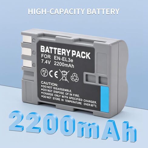 2-Pack EN-EL3E Battery and Dual USB Charger | for Nikon D50, D70, D70s, D80, D90, D100, D200, D300, D300S, D700 Digital SLR Cameras 2200mAh in Kuwait