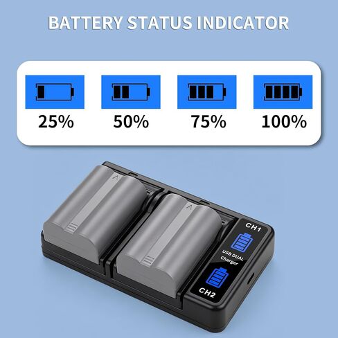 2-Pack EN-EL3E Battery and Dual USB Charger | for Nikon D50, D70, D70s, D80, D90, D100, D200, D300, D300S, D700 Digital SLR Cameras 2200mAh in Kuwait