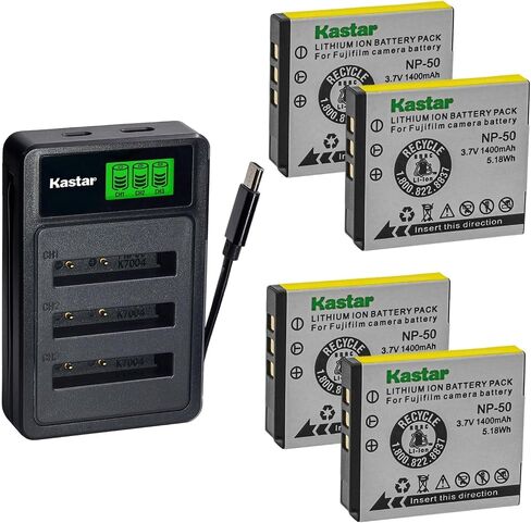 Kastar 1-Pack Battery with LZD3 USB Triple Charger Compatible with Fujifilm NP-50 Pentax D-LI68 D-LI122 SiOnyx SX-50, FinePix F50FD F60FD F70EXR F100FD F200EXR F300EXR X10 X20 XP100 XP200 Cameras in Kuwait