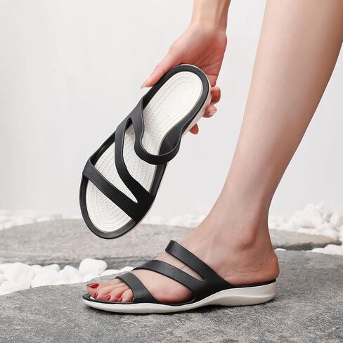Women's Summer Casual Flat Slide Sandals Slip On Lightweight Outdoor Beach Shoes in Kuwait