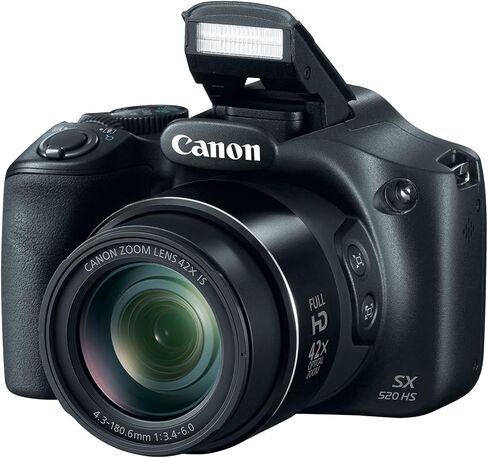 Canon PowerShot SX520 HS 16MP Digital Camera with 42x Optical Image Stabilized Zoom with 3-Inch LCD, Black (Renewed) in Kuwait