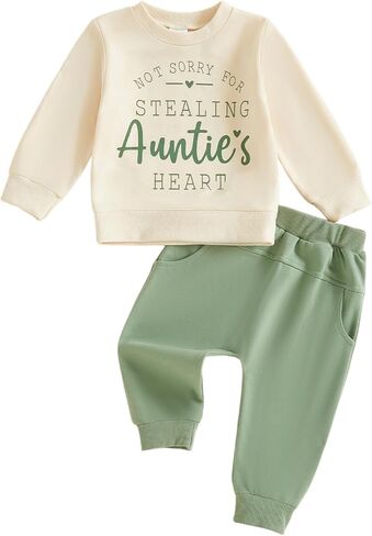 VISGOGO Toddler Boy Girl 2-Piece Outfit Set Long Sleeve Letter Print Sweatshirt Harem Pants Soft Fall Winter Casual Clothes in Kuwait
