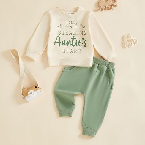 VISGOGO Toddler Boy Girl 2-Piece Outfit Set Long Sleeve Letter Print Sweatshirt Harem Pants Soft Fall Winter Casual Clothes in Kuwait