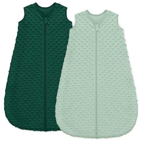 Unnivoll Fleece Baby Sleep Sack 6-12 Months with Plush Dots 1.5 Tog Baby Wearable Blanket with 2-Way Zipper Warm Sleeping Sack for Toddler Infant Newborn - Medium, Forest Green in Kuwait