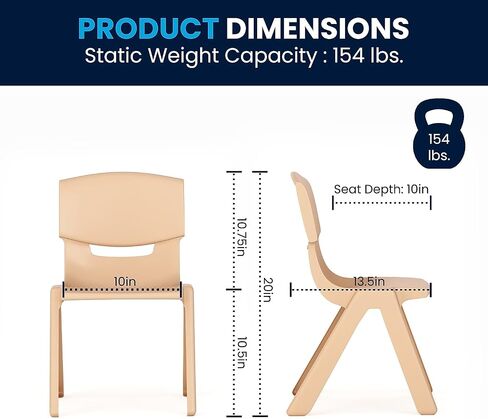 Flash Furniture Emmy Adjustable Classroom Activity Table with 6 Stackable Chairs, Plastic Activity Table for Kids, 23.625" W x 47.25" L, Natural in Kuwait