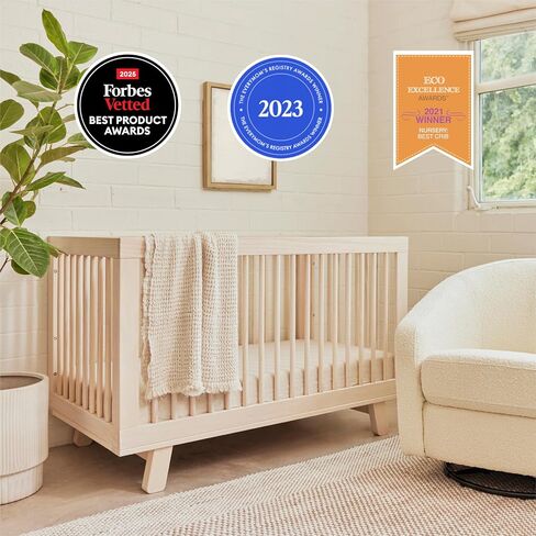 Babyletto Hudson 3-in-1 Convertible Baby Crib - GREENGUARD Gold Certified - Convertible Crib to Toddler Bed and Daybed - Baby Bed with 4 Adjustable Heights - Wooden Crib - Washed Natural | GREENGUARD Gold Certified Wooden Crib - Converts to Toddler Bed &  in Saudi Arabia