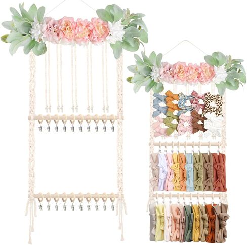 POVETIRE Headband Holder Hair Bows Organizer for Girls, Hair Accessories Display Storage Wall Hanging Decor for Baby Nursery Toddler Girls Room in Kuwait