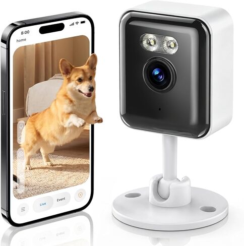 2K WiFi Security Camera Indoor with Color Night Vision, AI Human Detection, 2-Way Audio, Dual-Band 2.4G/5G WiFi 6, Compatible with Alexa in Kuwait