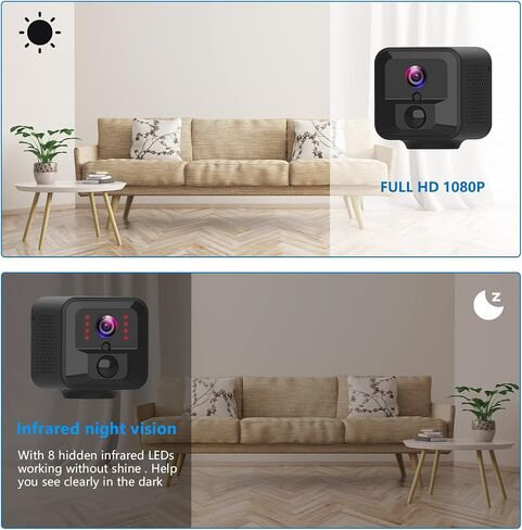 Spy Camera Hidden Camera 1080P WiFi Wireless Camera, Portable 2600mAh Rechargeable Mini Camera with Motion Detection Night Vision Nanny Cam for Home Indoor Outdoor Security in Kuwait