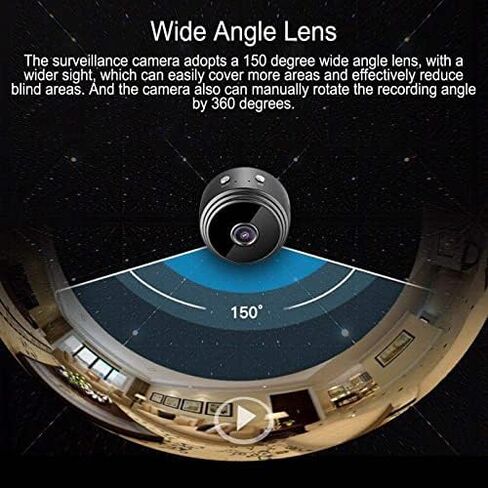 Goshyda Mini Security Camera,150° Visual 1080P Security Camera, Home Security Night Vision Surveillance Cam Remote Monitor, for Home Car Indoor Security in Kuwait