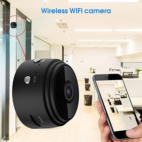 Goshyda Mini Security Camera,150° Visual 1080P Security Camera, Home Security Night Vision Surveillance Cam Remote Monitor, for Home Car Indoor Security in Kuwait