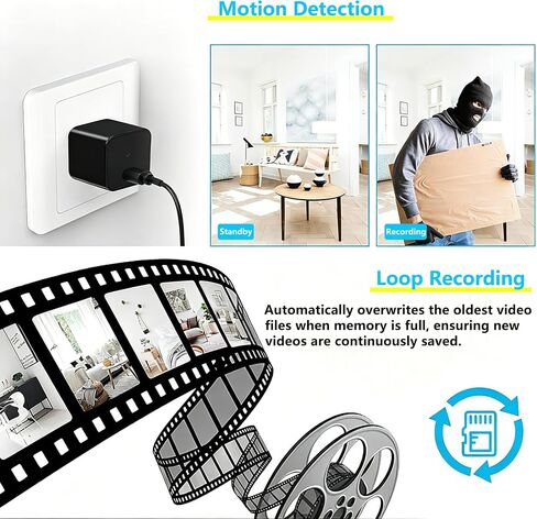 Mini Camera, 1080P HD Plug & Play Portable Surveillance Camera,No WiFi | Pet & Child Monitoring Camera, Supports Continuous/Motion Detection/Loop Recording, Ideal for Home & Office Surveillance in Kuwait