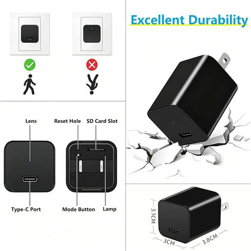Mini Camera, 1080P HD Plug & Play Portable Surveillance Camera,No WiFi | Pet & Child Monitoring Camera, Supports Continuous/Motion Detection/Loop Recording, Ideal for Home & Office Surveillance in Kuwait
