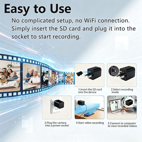 Mini Camera, 1080P HD Plug & Play Portable Surveillance Camera,No WiFi | Pet & Child Monitoring Camera, Supports Continuous/Motion Detection/Loop Recording, Ideal for Home & Office Surveillance in Kuwait
