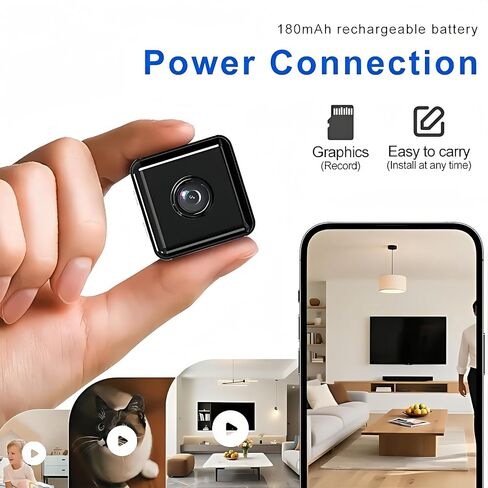Mini Camera WiFi Security Camera Wireless Indoor Outdoor, 1080P HD Rechargeable Battery Powered Surveillance Camera ，Nanny cam， Smart Motion Detection，Micro Camera in Kuwait