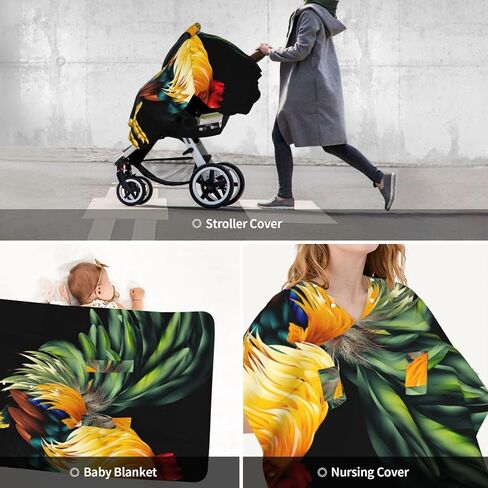 Lifelike Rooster Baby Car Seat Cover & Breastfeeding Nursing Cover - Breathable Stretch Fabric Multi-Use Nursing Cover for Breastfeeding in Kuwait