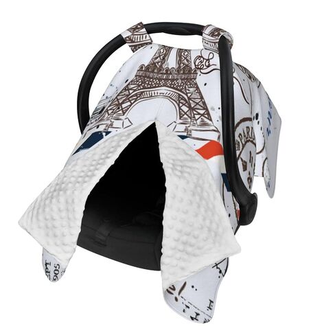 Paris Eiffel Tower Vintage Baby Car Seat Cover & Breastfeeding Nursing Cover - Breathable Stretch Fabric Multi-Use Nursing Cover for Breastfeeding in Kuwait
