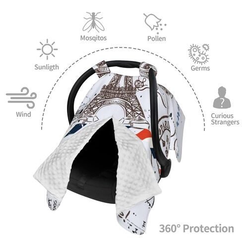 Paris Eiffel Tower Vintage Baby Car Seat Cover & Breastfeeding Nursing Cover - Breathable Stretch Fabric Multi-Use Nursing Cover for Breastfeeding in Kuwait