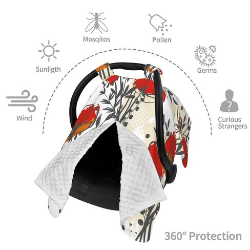 Red Poppies Baby Car Seat Cover & Breastfeeding Nursing Cover - Breathable Stretch Fabric Multi-Use Nursing Cover for Breastfeeding in Kuwait