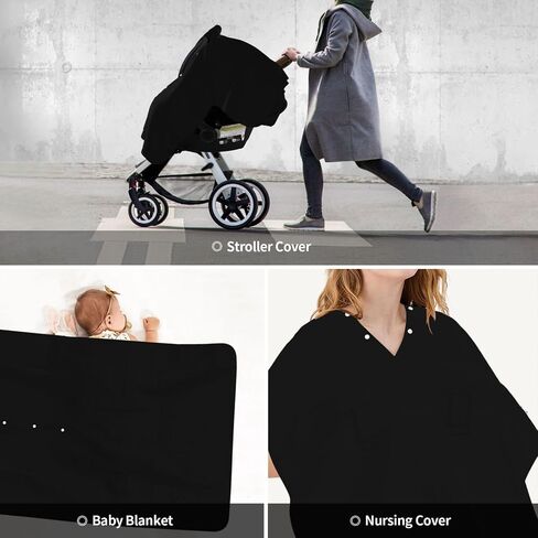 Lacrosse Baby Car Seat Cover & Breastfeeding Nursing Cover - Breathable Stretch Fabric Multi-Use Nursing Cover for Breastfeeding in Kuwait