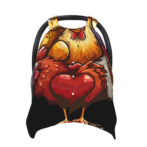Love Chickens Heart Baby Car Seat Cover & Breastfeeding Nursing Cover - Breathable Stretch Fabric Multi-Use Nursing Cover for Breastfeeding in Kuwait