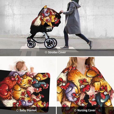 Love Chickens Heart Baby Car Seat Cover & Breastfeeding Nursing Cover - Breathable Stretch Fabric Multi-Use Nursing Cover for Breastfeeding in Kuwait