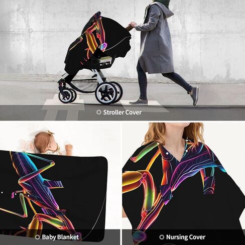Praying Mantis Bug Baby Car Seat Cover & Breastfeeding Nursing Cover - Breathable Stretch Fabric Multi-Use Nursing Cover for Breastfeeding in Kuwait