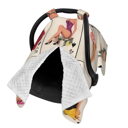 Poker Pinup Girls Baby Car Seat Cover & Breastfeeding Nursing Cover - Breathable Stretch Fabric Multi-Use Nursing Cover for Breastfeeding in Kuwait