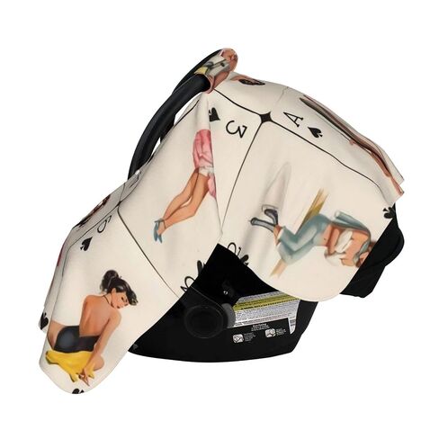 Poker Pinup Girls Baby Car Seat Cover & Breastfeeding Nursing Cover - Breathable Stretch Fabric Multi-Use Nursing Cover for Breastfeeding in Kuwait