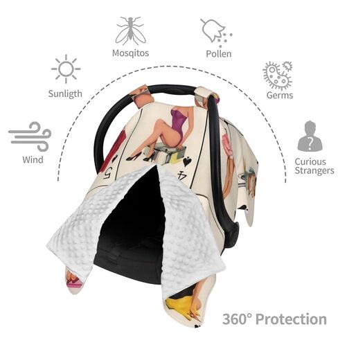 Poker Pinup Girls Baby Car Seat Cover & Breastfeeding Nursing Cover - Breathable Stretch Fabric Multi-Use Nursing Cover for Breastfeeding in Kuwait