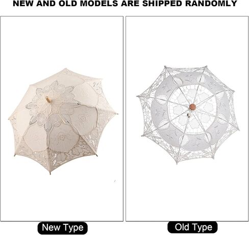 Cryfokt Lace Parasol Umbrella, Vintage Wedding Bridal Lace Umbrella with Wood Handle for Photography Party Decor in Kuwait