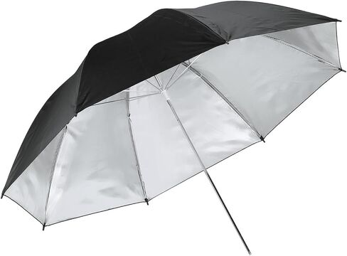 Photography Umbrella Lighting, 40 Inch Dia Parabolic Reflective Umbrella Accessories with Silver Inner, Fits Studio/Photo/Video/Shooting/Flash/Camera, Black in Kuwait